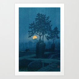 Full Moon At Gamo by Kawase Hasui Art Print