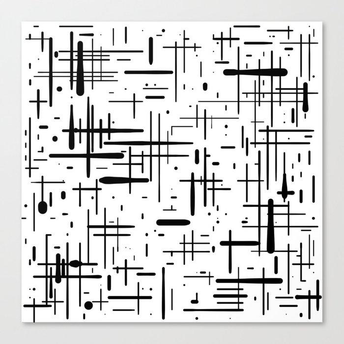 Mid-Century Modern Kinetikos Pattern Black and White Canvas Print