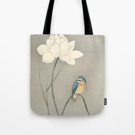 Kingfisher with Lotus Flower, Ohara Koson Tote Bag