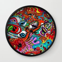 Psychedelic Clown Abstract Wall Clock