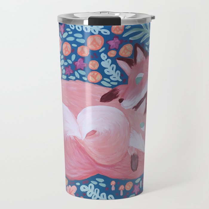 floral foxes acrylic painting Travel Mug