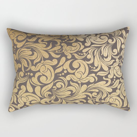 Gold foil swirls damask #11 Rectangular Pillow