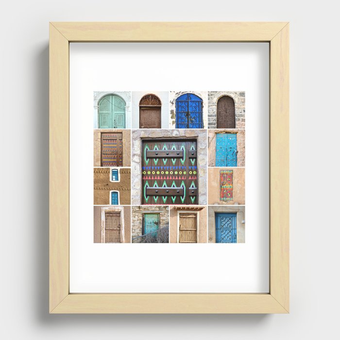 Saudi Doors Square Collage Recessed Framed Print