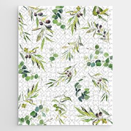 Eucalyptus and Olive on White Background  Jigsaw Puzzle