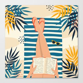 Beach reading Canvas Print