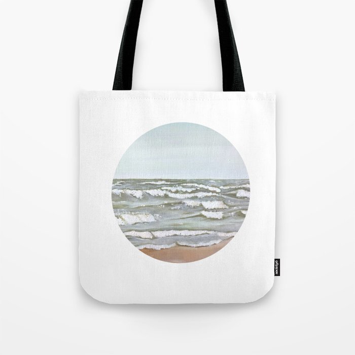 Round Beach Waves Seascape  Tote Bag