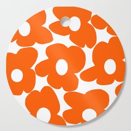 Orange Retro Flowers White Background #decor #society6 #buyart Cutting Board