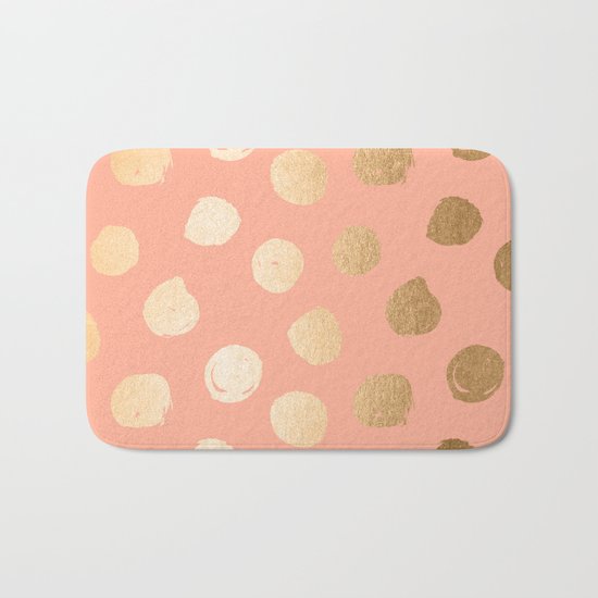 Sweet Life Polka Dots Peach Coral + Orange Sherbet Shimmer Bath Mat