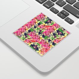 Abstract Pink Floral With a Cat Sticker