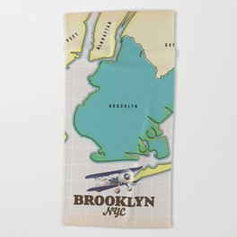 Brooklyn New York Map Beach Towel