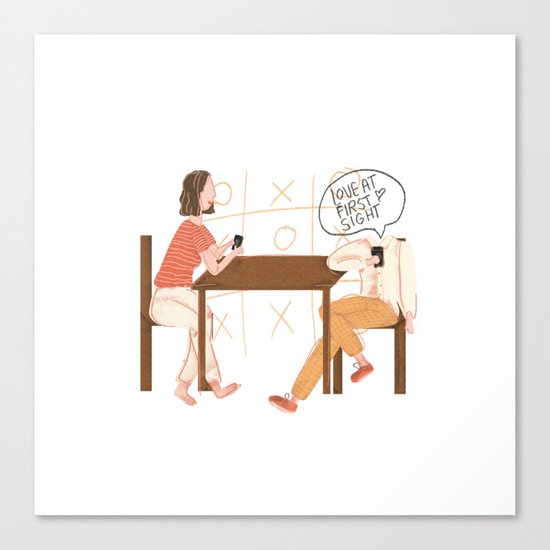 Love At First Sight At My Phone Canvas Print