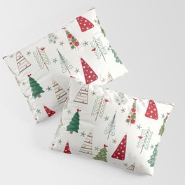 Scandinavian Christmas Trees Pattern - Red Green Pillow Sham