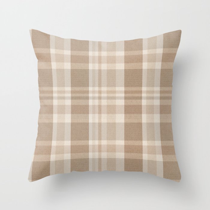Plaid Prints, Brown and Beige Throw Pillow