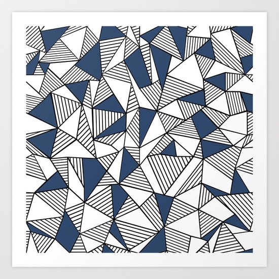Abstraction Lines with Navy Blocks Art Print