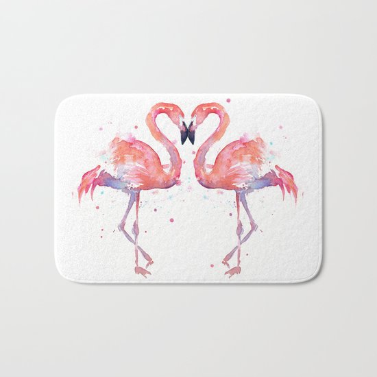 Pink Flamingo Love Two Flamingos Bath Mat