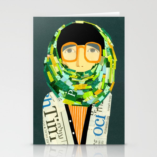 Portrait with glasses Stationery Cards