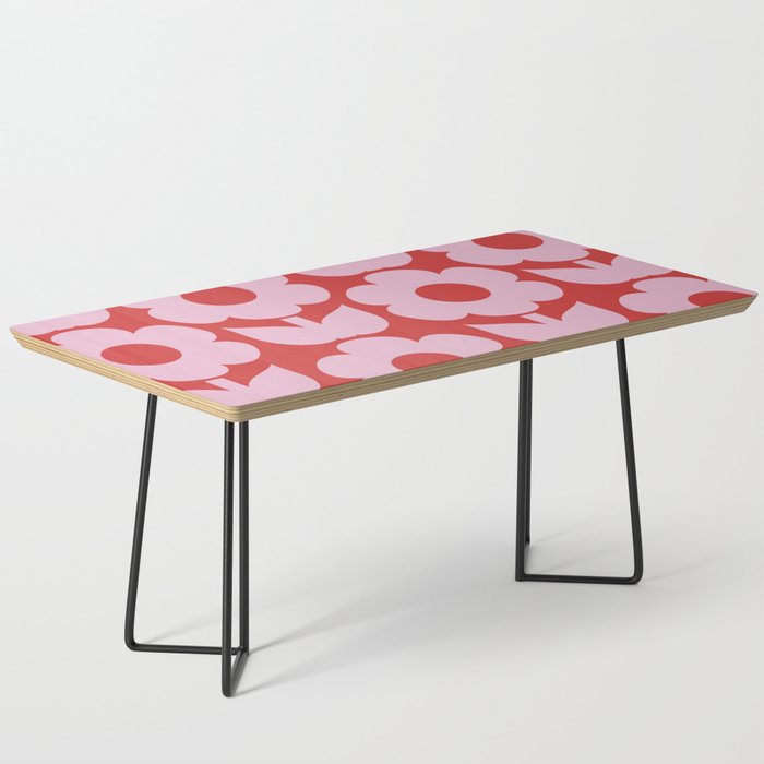 Jonnty Flowers Retro Floral Pattern in Pink and Cherry Red Coffee Table