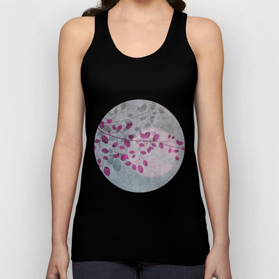 Pink Moon and leaf illustration Unisex Tank Top