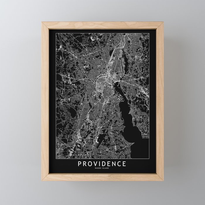 Providence Black Map Framed Mini Art Print