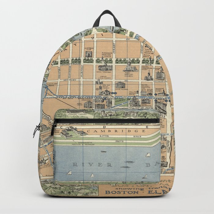 The central part of Boston, Massachusetts - Vintage Illustrated Map Backpack