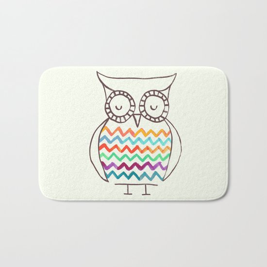 Chevron Owl Bath Mat