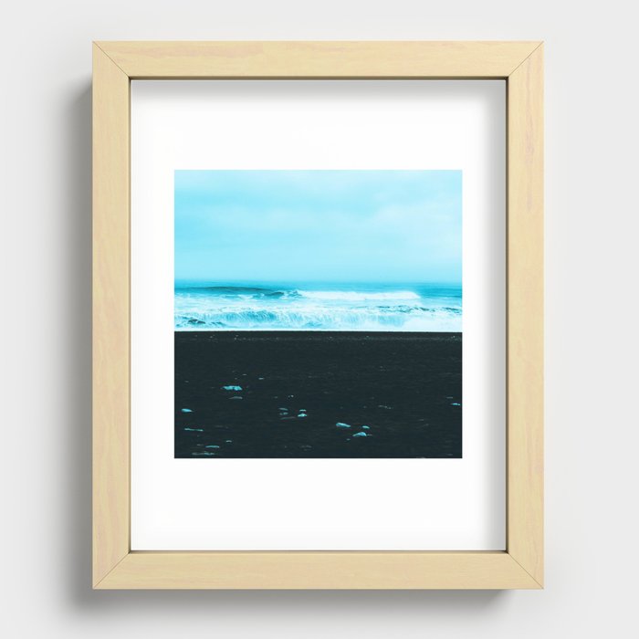 Blue black beach cool Recessed Framed Print