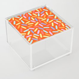 Dessert Digital Rainbow Sprinkles on Deep Orange Graphic Pattern Acrylic Box