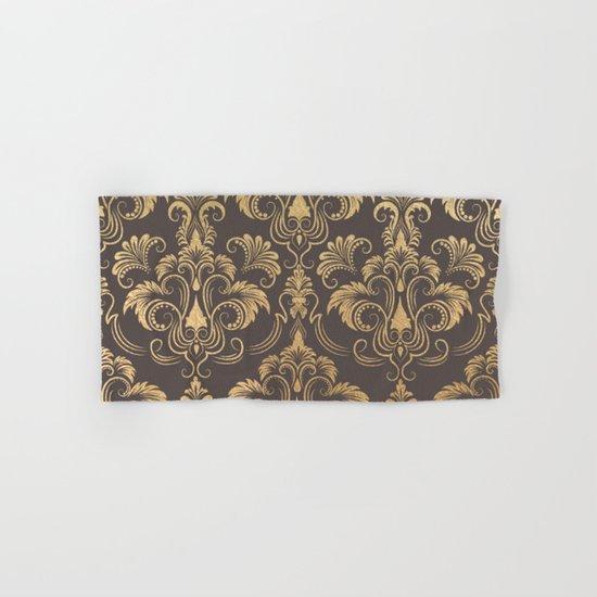 Gold foil swirls damask #10 Hand & Bath Towel