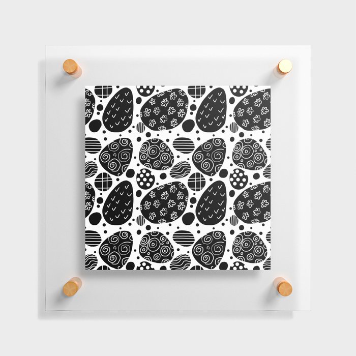 Sea stones or abstract ornament? Black and white graphics, pattern Floating Acrylic Print