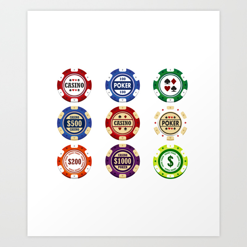 Casino Poker Chips National Nevada Day Art Print By Malgharbawi Society6