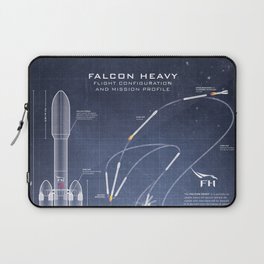 SpaceX Falcon Heavy Spacecraft NASA Rocket Blueprint in High Resolution (dark blue) Laptop Sleeve