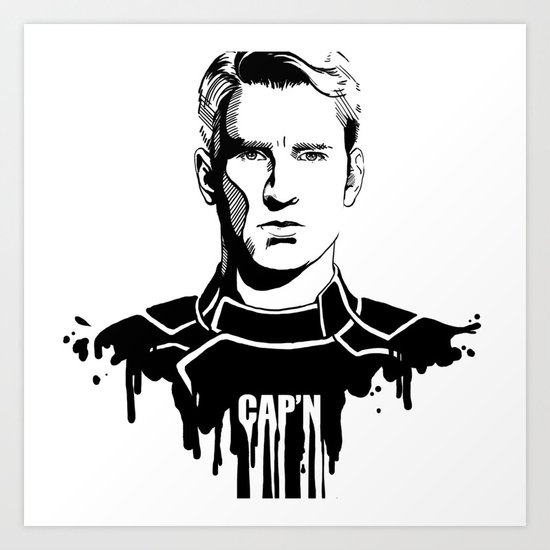 Avengers in Ink: Captain America Art Print