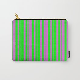 [ Thumbnail: Lime and Orchid Colored Lines/Stripes Pattern Carry-All Pouch ]