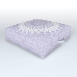 Boho Pastel Purple Mandala Outdoor Floor Cushion | White, Mandalaart, Pastelpurple, Lilac, Lavender, Kellydietrich, Pattern, Meditation, Graphicdesign, Mandalas 