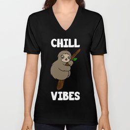 Cute Sloth Chill Vibes T-Shirt V Neck T Shirt