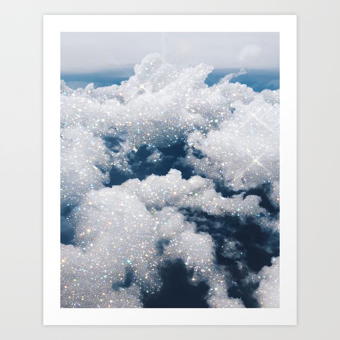 SKY | clouds | blue | glitter | freedom | nature | diamond | bling | collage | inspiration positive  Art Print