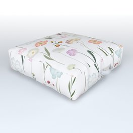 Pretty Wildflowers Floral Pattern Outdoor Floor Cushion