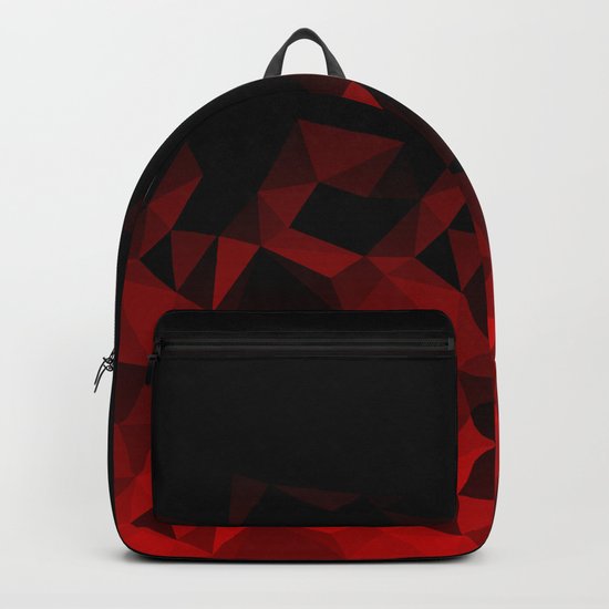Abstract polygonal pattern .Red, black triangles. Backpack