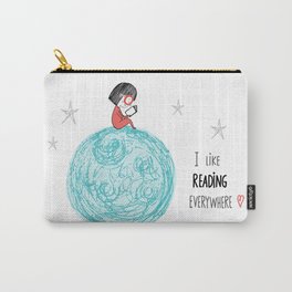 Girl reading in the Moon Carry-All Pouch