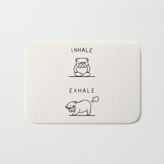 Inhale Exhale English Bulldog Bath Mat