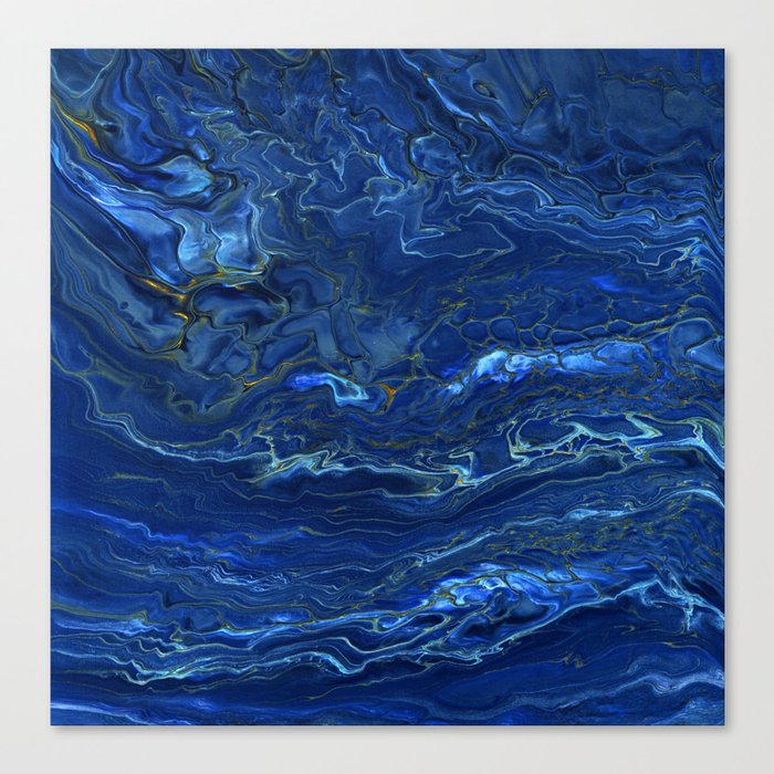 Navy Blue & Gold Marble Abstraction Canvas Print