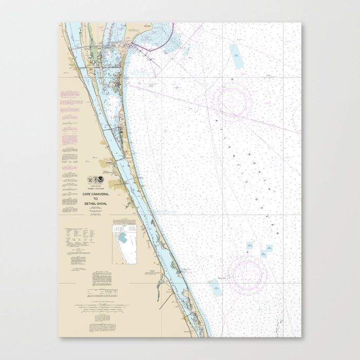 Cape Canaveral to Bethel Shoal Florida Nautical Chart 11476 Canvas Print