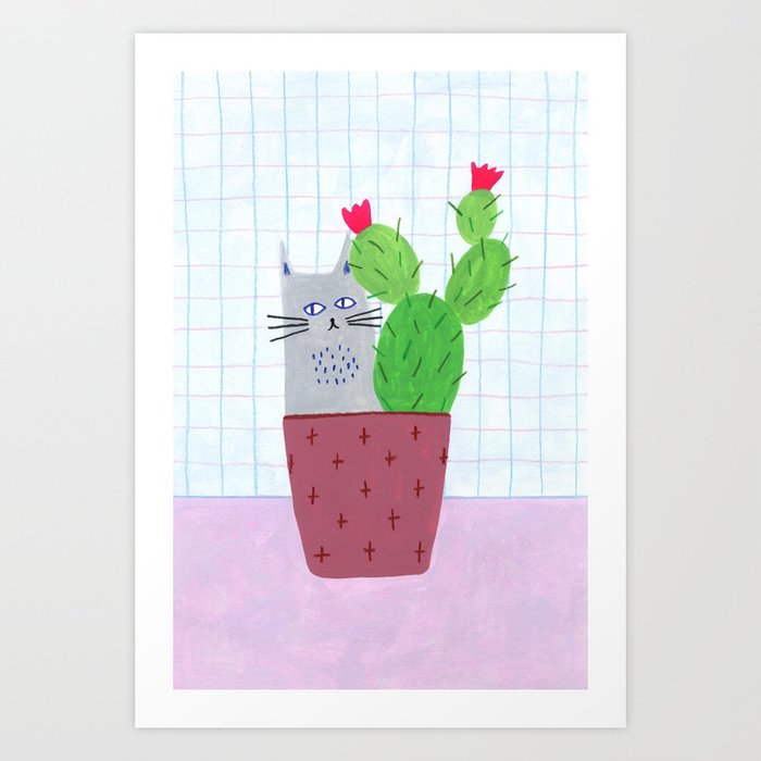 Cats and plants V: Risky love Art Print