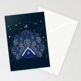 Tiny House - Snowy Night Stationery Card