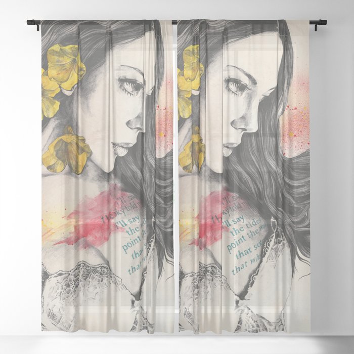 So Warm A Solitude | flower woman in lingerie Sheer Curtain