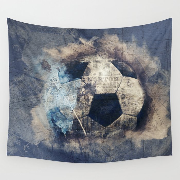 Abstract Grunge Soccer Wall Tapestry