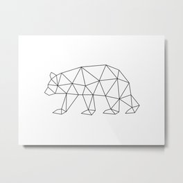 Geometric Bear in Black and White Metal Print