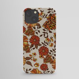 Retro 70s boho hippie orange flower power iPhone Case