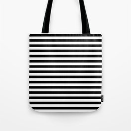 Narrow Horizontal Stripe: Black and White Tote Bag