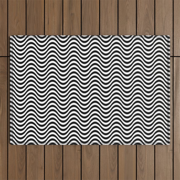 Wavy Zebra Skin Outdoor Rug